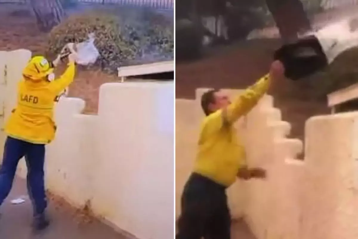 İtfaiye ekibi Los Angeles’ta alevlere kadın çantasıyla müdahale etti