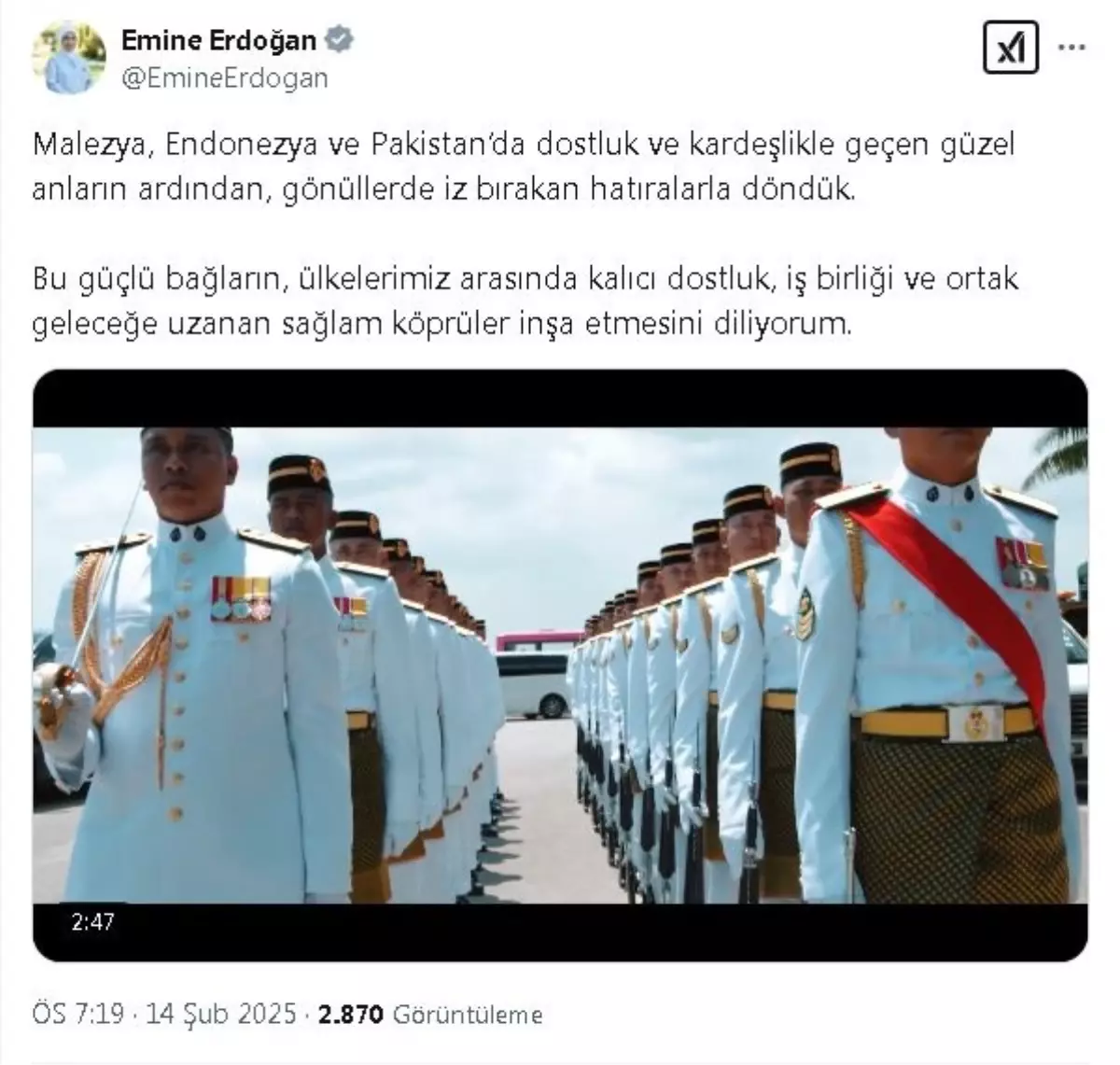 Emine Erdoğan’dan Malezya, Endonezya ve Pakistan ziyaretleri paylaşımı